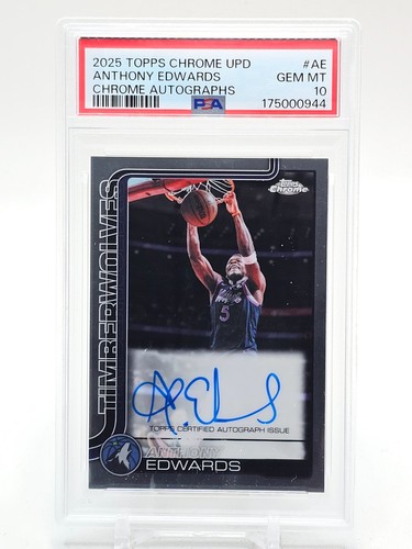 ANTHONY EDWARDS 2025-26 TOPPS CHROME UPDATE AUTOGRAPHS AUTO #AE PSA 10 Q8150