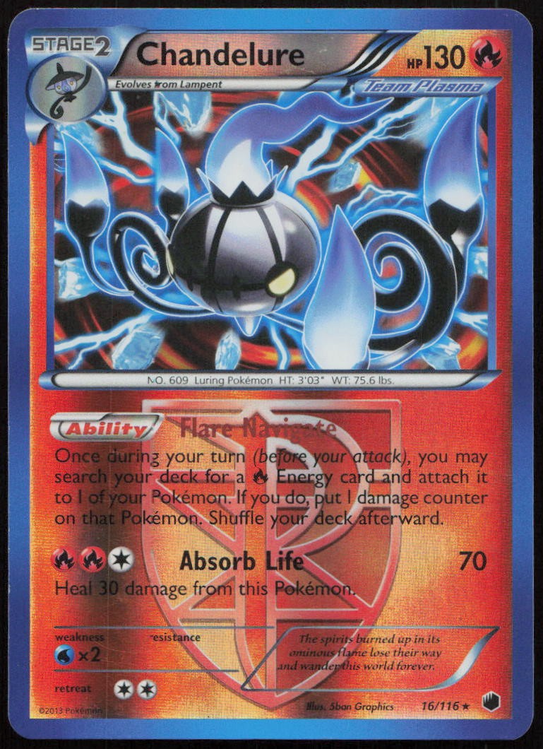 Chandelure 16/116 MP Plasma Freeze Rare Reverse Holo Pokemon