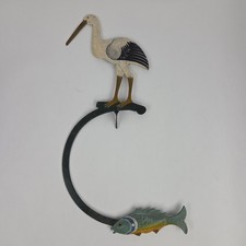 Vintage Authentic Models Balance Toys Painted Metal Stork Fish Folk Art Style