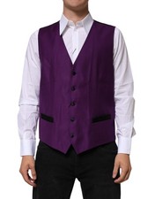 Dolce & Gabbana Purple Wool Dress Formal Waistcoat Men's Vest Authentic