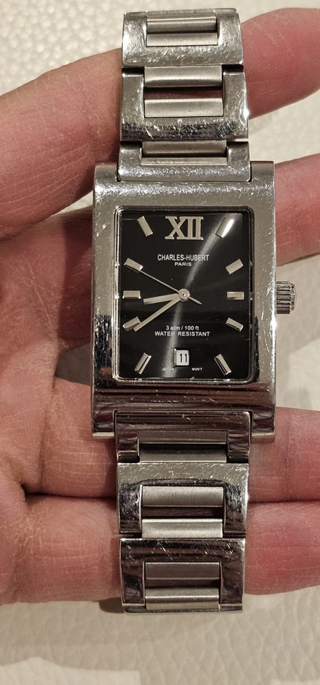 %Reloj Charles-Hubert de acero inoxidable para hombre WR a indicador de fecha de 100 pies Foto 2 de 4