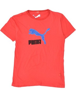 Puma Damen Grafik T-Shirt Oberteil UK 12 Medium rot Baumwolle BC03