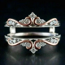 Diamond Crown Wrap Enhancer Ring Guard 2CT Lab Created 14k Two Tone Gold Over