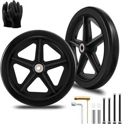Ersatzräder 200 mm 2 Stück aus Gummi PU-Verschleißfest ABS-Nabe