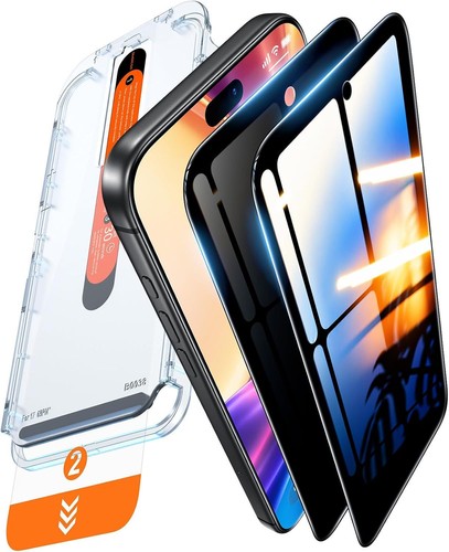 2 Pack Privacy Tempered Glass Screen Protector for iPhone 17 Pro Max, 13FT Drop