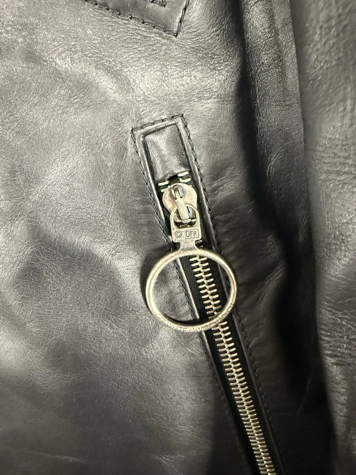 OFF-WHITE Marker Leather Biker Jacket SIZE MEDIUM (12) BRAND NEW GENUINE #R - Image 3 of 4