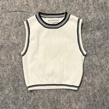 Willow Wind Kids XS White Sweater Vest Preppy Striped Trim Cotton Blend