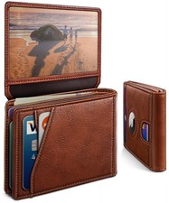 miyozi Airtag Wallet for Men,with Cash Pocket 2 ID one size, Brick Brown128