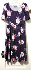 FLASH SALE!! Mikarose MEDIUM SOFT Jersey Knit Midi Swing Dress Purple Pink Polka