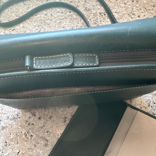 Levenger Hunter Green leather crossbody bag Purse Organizer HTF Retired - Imagen 7 de 11