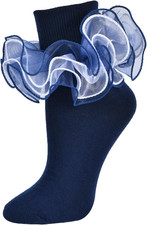 Women Big Ruffle Ankle Socks Adult Four Lace Frilly Socks Cotton Turn Cuff Crew