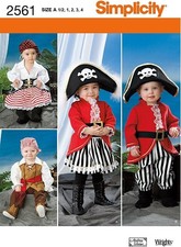 Simplicity Pattern 2561 Toddler Size 1/2 1 2 3 4 Pirate Costume Wench Halloween