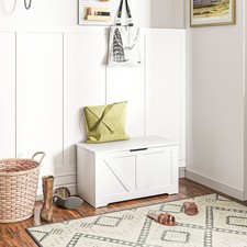 Produktbild - HOMCOM Aufbewahrungstruhe für Wohnzimmer, mit Sicherheitsscharnier, 80 cm generalüberholt