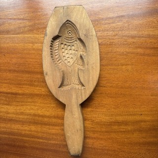 Vtg Hand Carved Wood Folk Art FISH Cookie Springerle Butter Mold