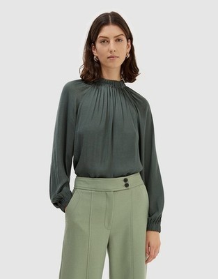 BNWT Saba Lillian High Neck Top - Moss Green - Size 12