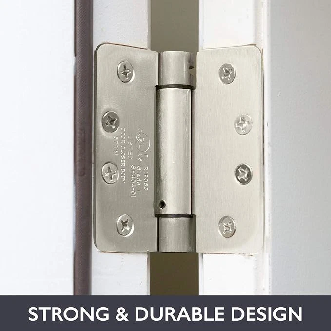 2 Pack of Self Closing Door Hinges Satin Nickel - 4 x 4 Inch Interior Hinges - Image 3 of 4