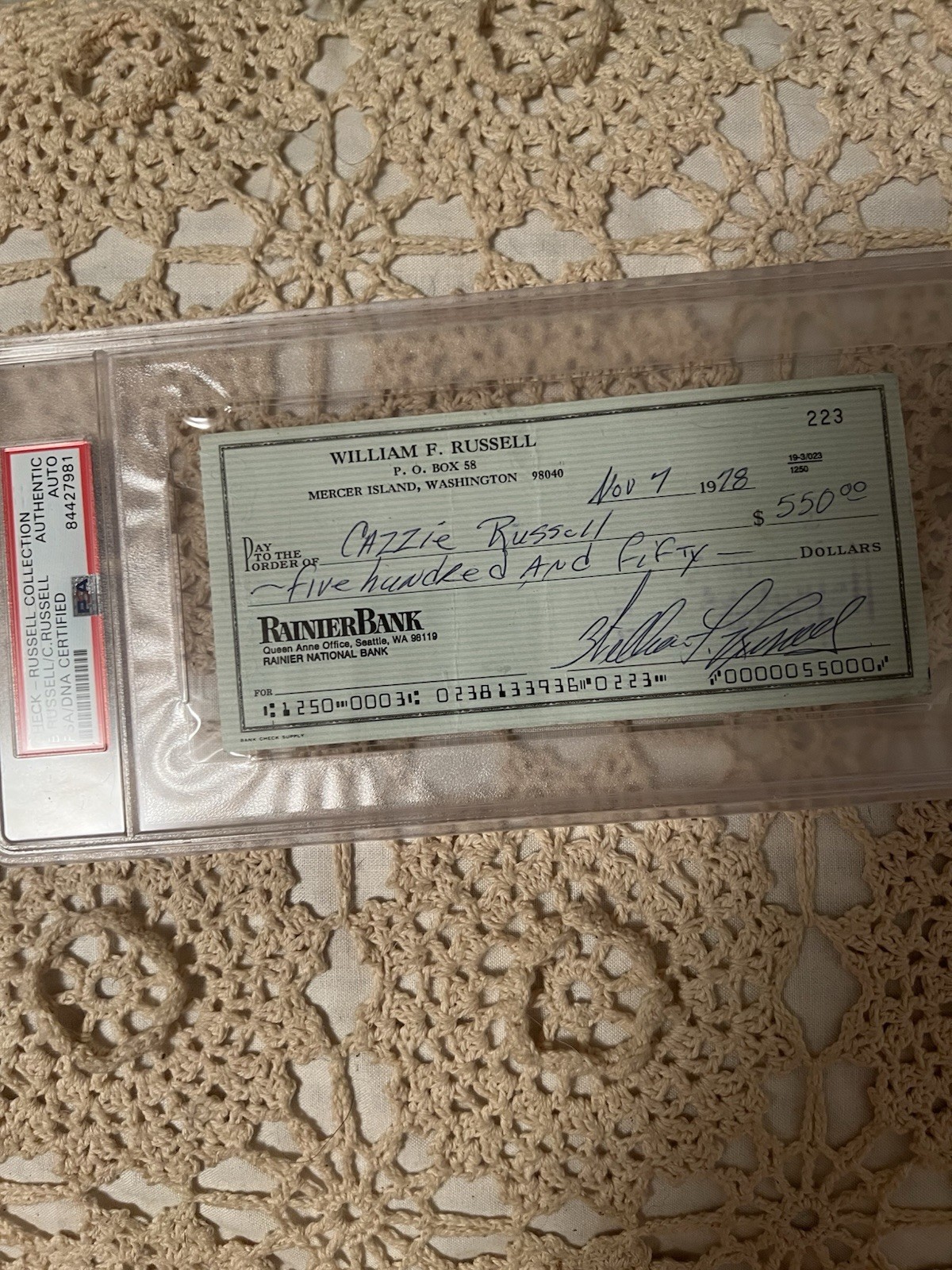 Rare* 1978 BILL RUSSELL PSA AUTH. Check-HOF/PSA9 Cazzie Russel+1969 Topps Rookie