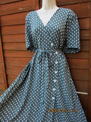 Pretty Retro Monsoon Monica Size 18 Green Button Down 40's Belted Tea Dress