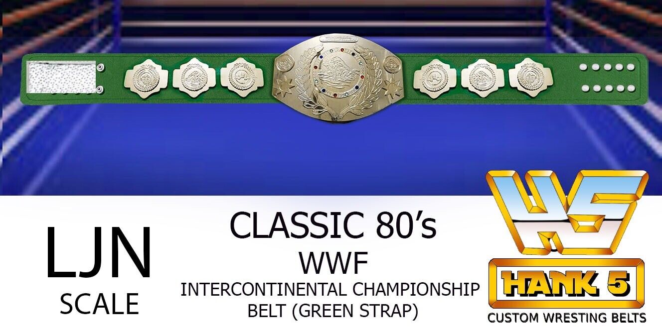 WWF Custom Hand-Made Ljn Intercontinental Championship Style Belt Green Strap