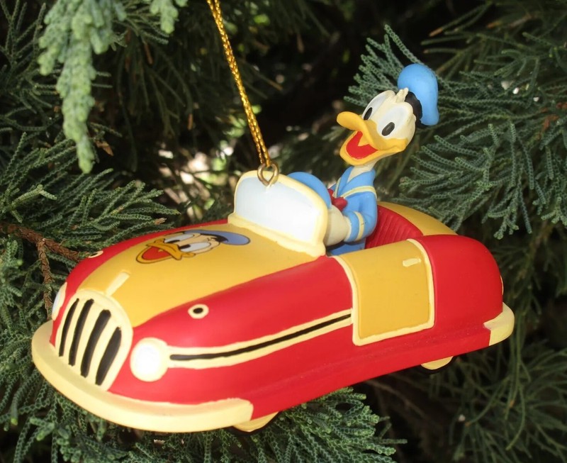 Disney Donald Duck Red Convertible Hot Rod Auto Car Resin Christmas Ornament