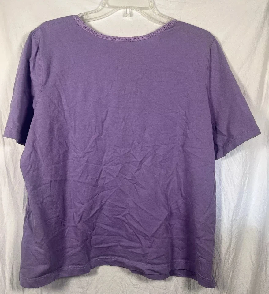 Lote de 2 Camisas Regata Feminina Vintage Koret Tamanho 1X Verão Bordada Roxa - Imagem 4 de 4