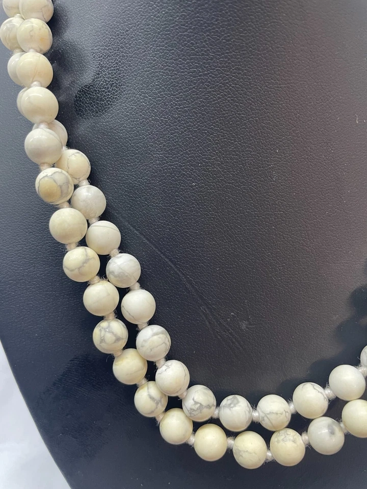 Vintage Smooth Natural Howlite Stone Beads Round Jewellery Making Bracelet 8mm - Image 3 of 4