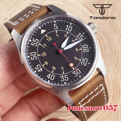 Tandorio 39MM Pilot Case Sterile Dial Watch 20ATM Men Automatic NH35A Movement