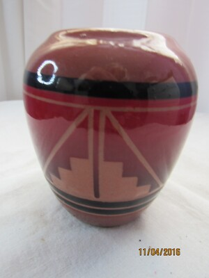 #ad #ad Vintage Sioux Hand Painted Vase Native American Pottery 4quot; tall $20.00