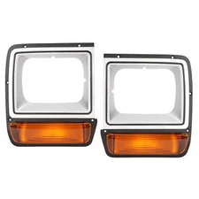 Fit For 86-90 Dodge Pickup Headlight Headlamp Bezel w/ Corner Parking Light L&R