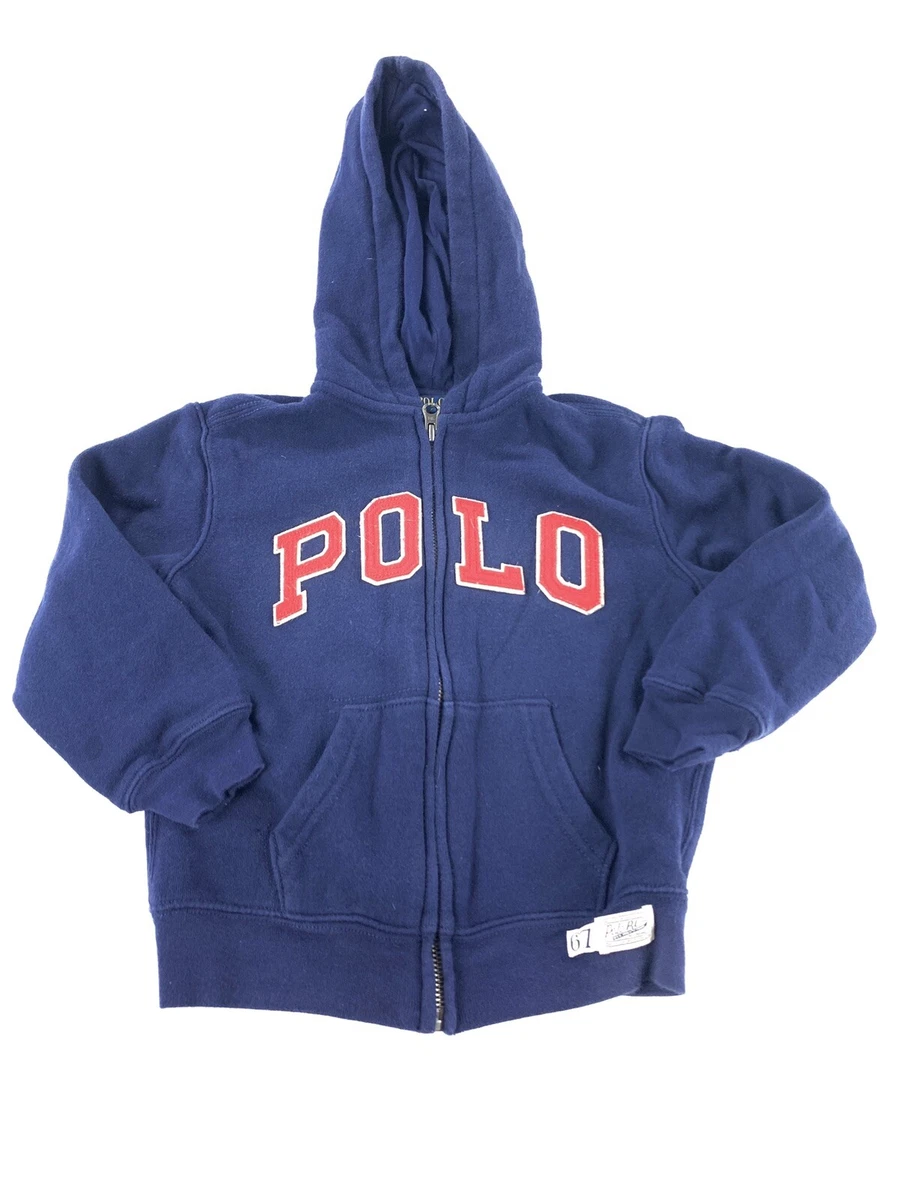 Kids Polo Ralph Lauren Navy Hoodie Jacket Youth Size 5 Full Zip