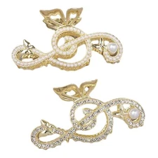 2-Pieces Gold Hair Clips Elegant Cute Large Pearl Claw Hair Clip For Thick Ha...