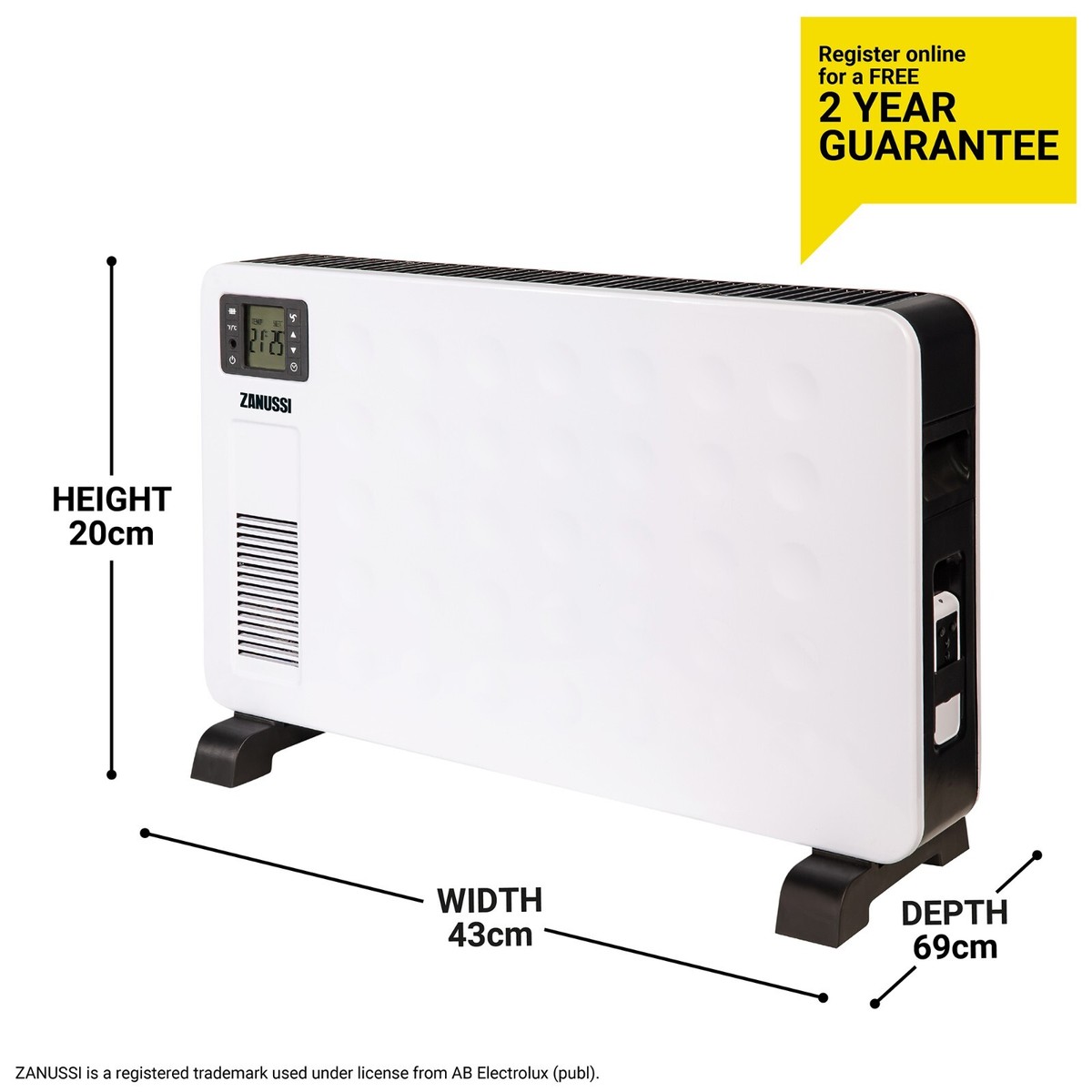 Zanussi Portable Convector Heater 2300W with Heat Settings Remote  ZCVH4002