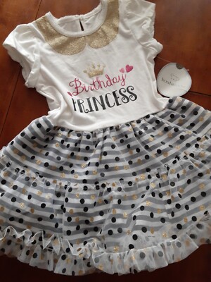 Koala kids girls Birthday princess tutu party dress white black gold