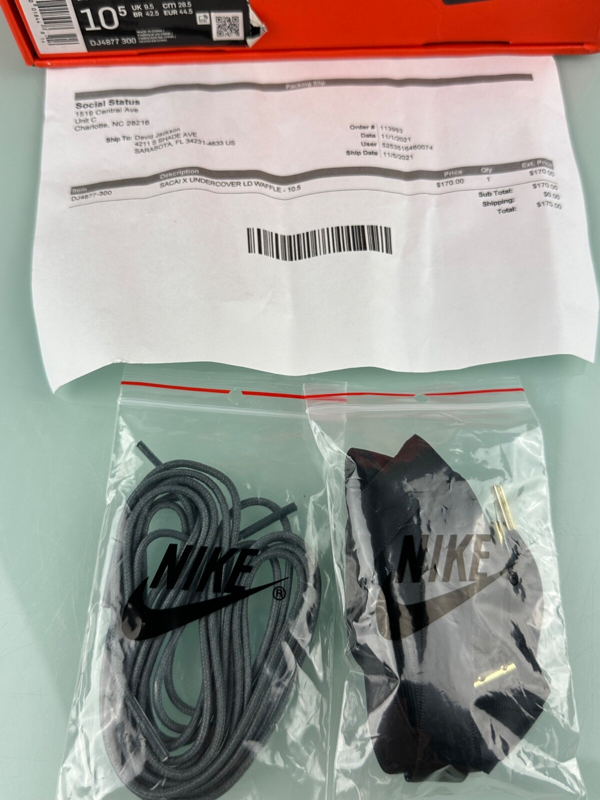 SACAI X NIKE Taglia 10 5 Nike sacai x Undercover x LDWaffle Midnight Spruce University Rosso
