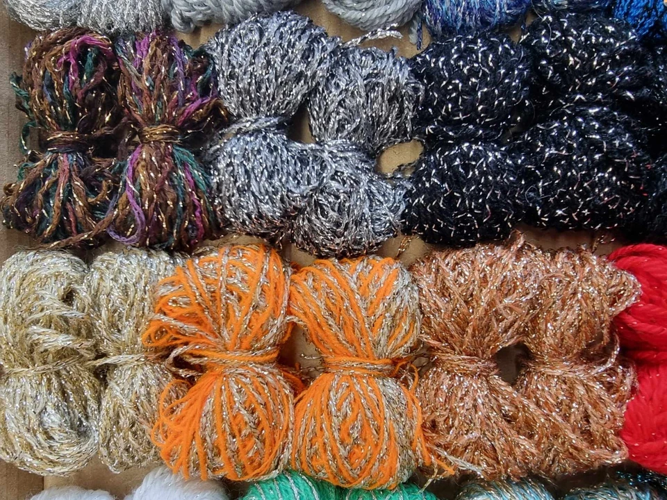 Bundle Shiny Gliter Mixed Yarn Wool Knitting Crochet Squares Pompom Craft Toys - Image 4 of 4