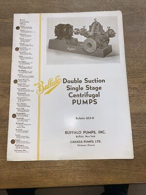 #ad 1939 Buffalo Double suction Single Stage Centrifugal Pumps Schematic Manual $49.99