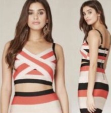 Bebe Bodycon Striped Two Piece Set Size M