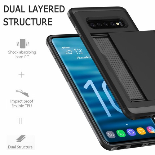 For Samsung S10 5G S10e S10 Plus Shockproof Hard Phone Case with Card Holder - Picture 14 of 89