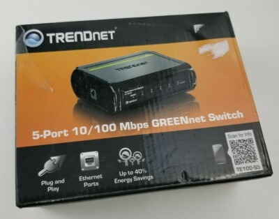 ''new'' Trendnet 5 port 10/100mbps ethernet switch mod: TE100-S5. open box
