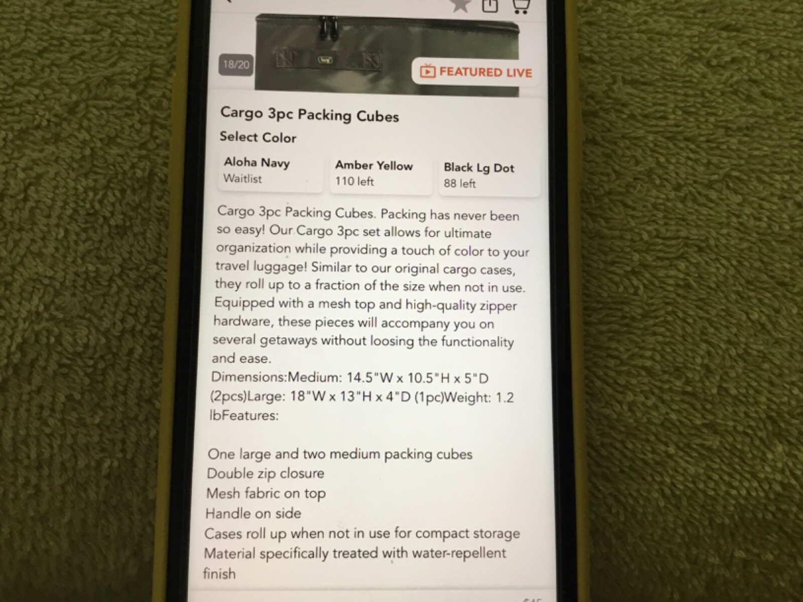 Lug cargo 3 piece packing cubes OLIVE GREEN Gem