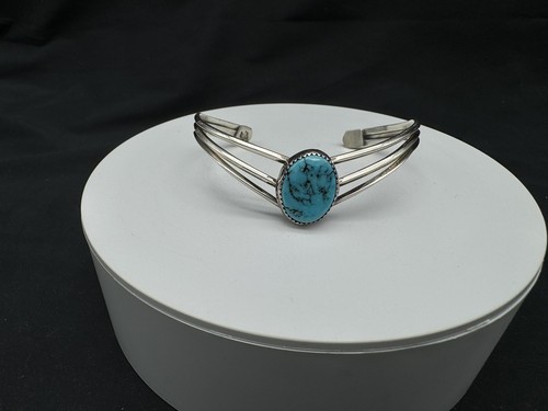 Vintage Running Bear Trading Gallup Sterling Silver & Turquoise Cuff Bracelet