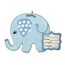 Personalized "BABY ELEPHANT BLUE BABY'S FIRST CHRISTMAS Tree Ornament