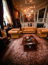 Chesterfield Stamford 3+1+1 Aniline Luxus Rindsleder Duck Blue