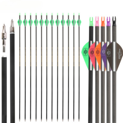 Archery Carbon Arrows ID6.2mm Spine300 350 400 500 600 with 2'' Rubber Feather