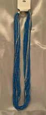 Womens Long Blue Beaded Layered Necklace. Tags On. 