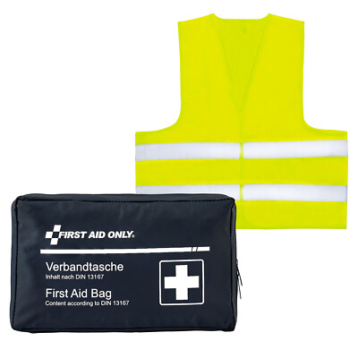 Set Verbandtasche DIN 13167 mit Warnweste, Erste Hilfe für Motorrad, Kfz, Reise