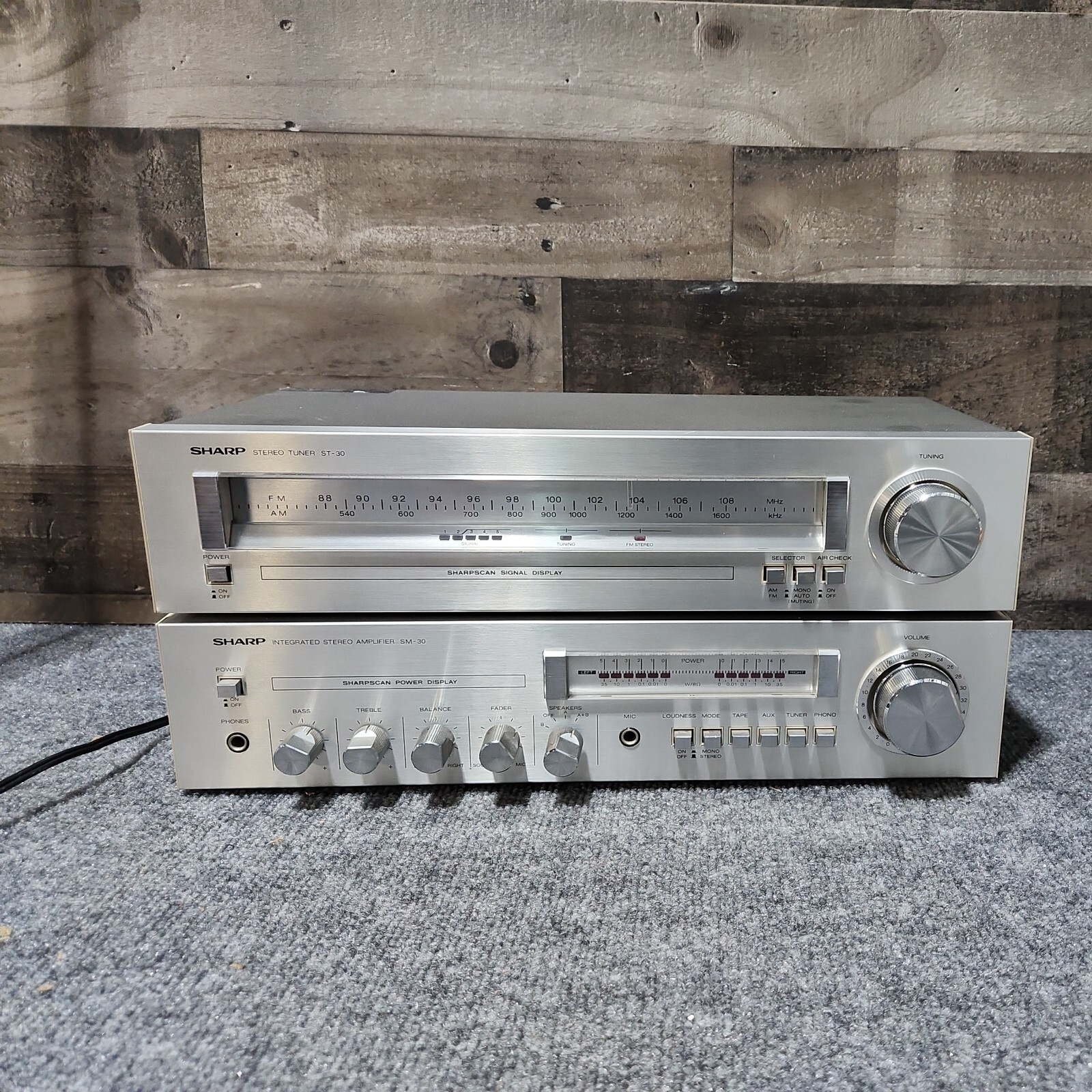 VTG Sharp ST-30 Stereo Turner & SM-30 Amplifier Silver Face Home Audio Component