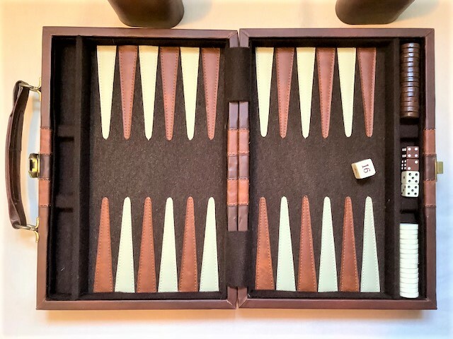 Classic Vintage Backgammon Set In Faux Leather Briefcase Complete all ...