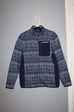 Vineyard Vines Blue Fair Isle Fleece Full Zip Jacket Mens Small