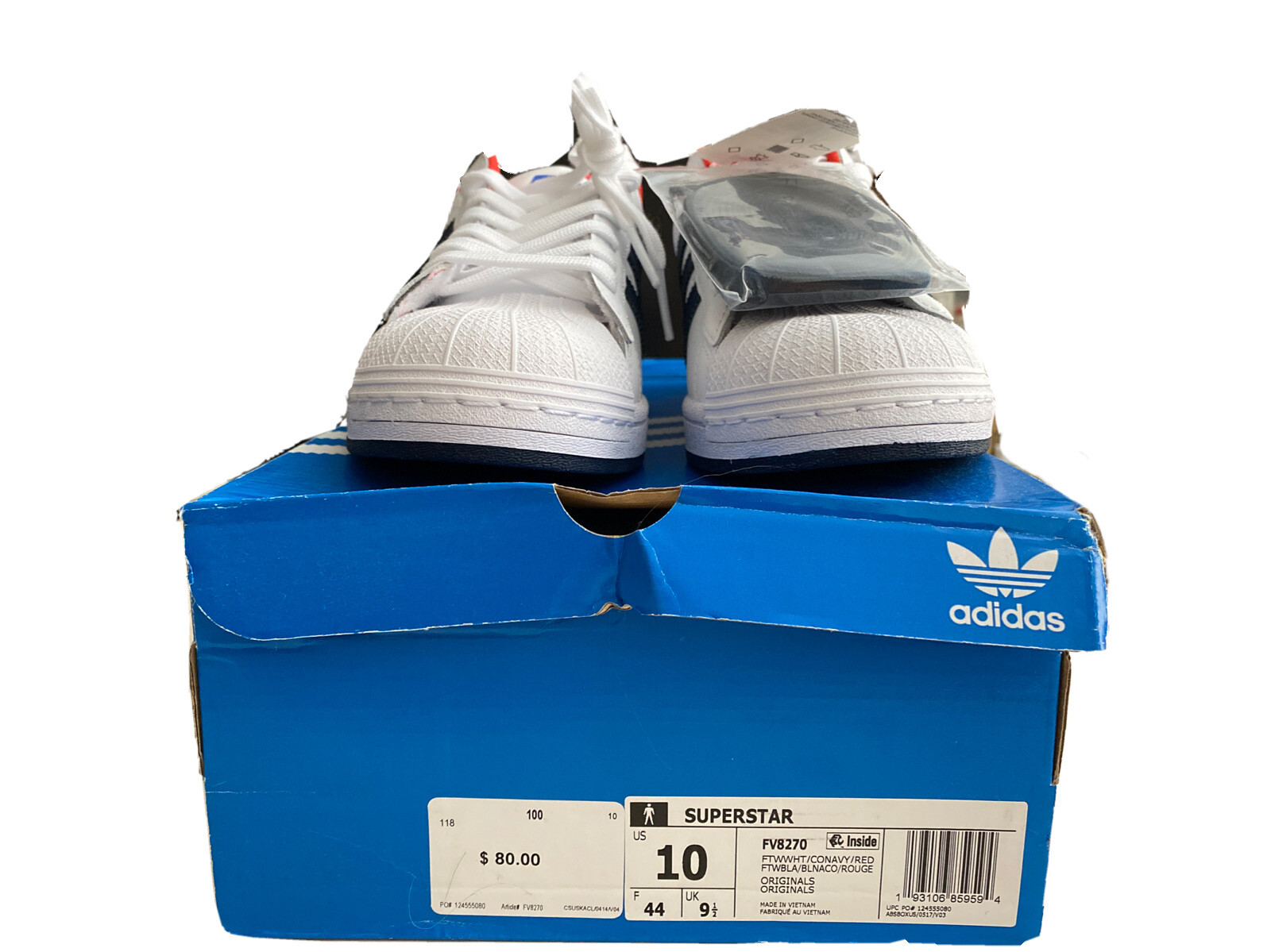 Size 10 - adidas Superstar Navy Red for sale online | eBay